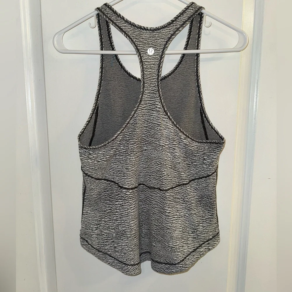 Lululemon Long Distance Tank Sheer Luon Pebble Jacquard V1 White Black